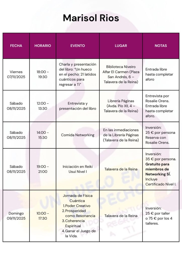 Calendario Marisol Ríos