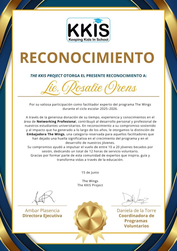 Reconocimiento Embajadora The Wings