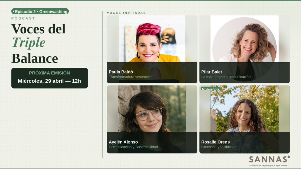 Cartel Episodio 2- Greenwashing- Podcast Voces del Triple Balance de SANNAS